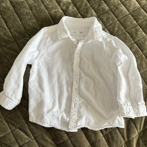 Zara Kids Classic White Button Down Shirt 12-18 m Cotton